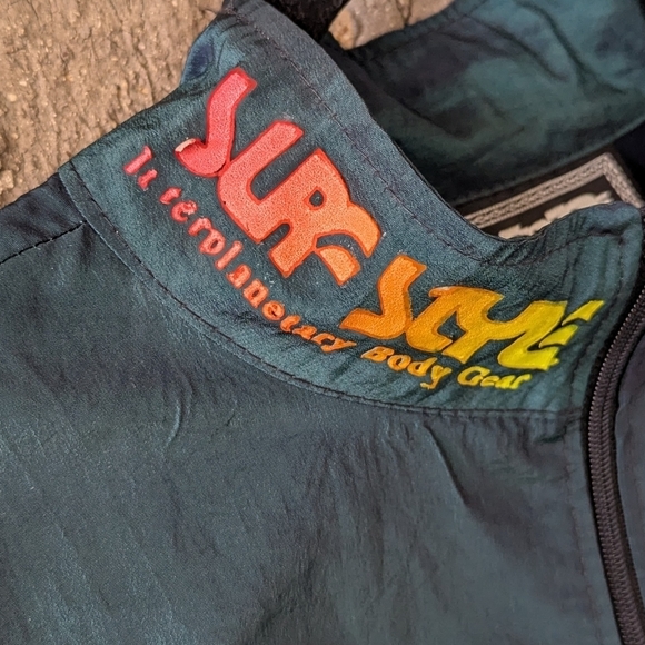 VTG 80s Surfstyle Interplanetary Body Gear Pullover Anorak Windbreaker Teal - Picture 3 of 9